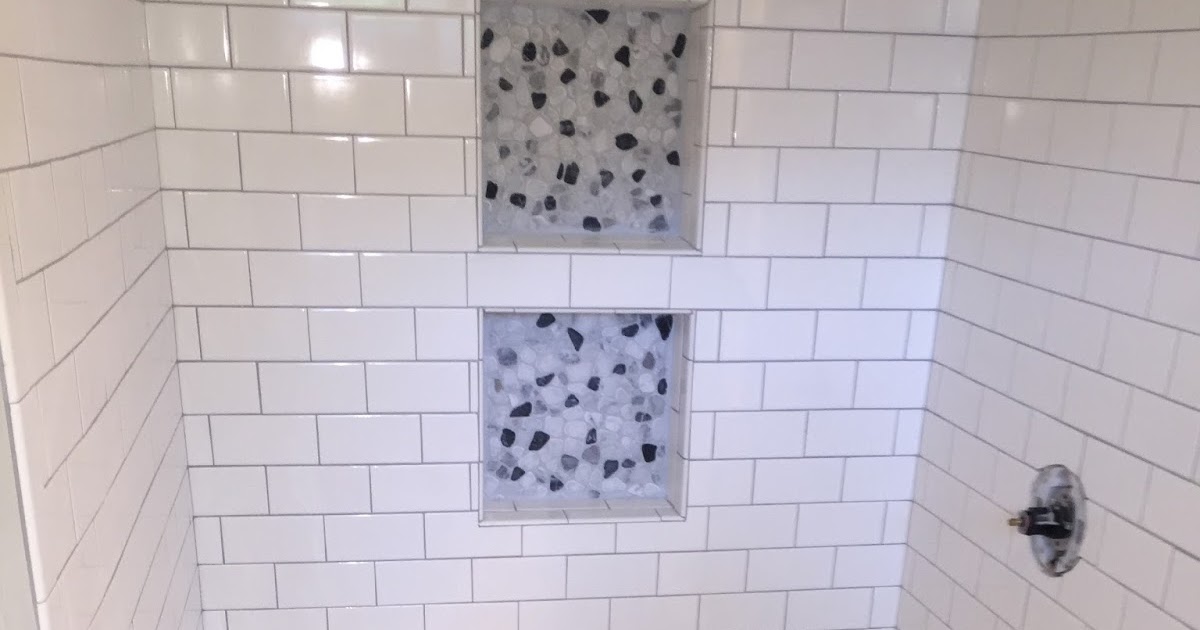 C T Tile Subway tile shower stall with dual soap niches