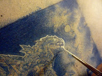 Jeff Lafferty Painting a Godzilla Sketch Card