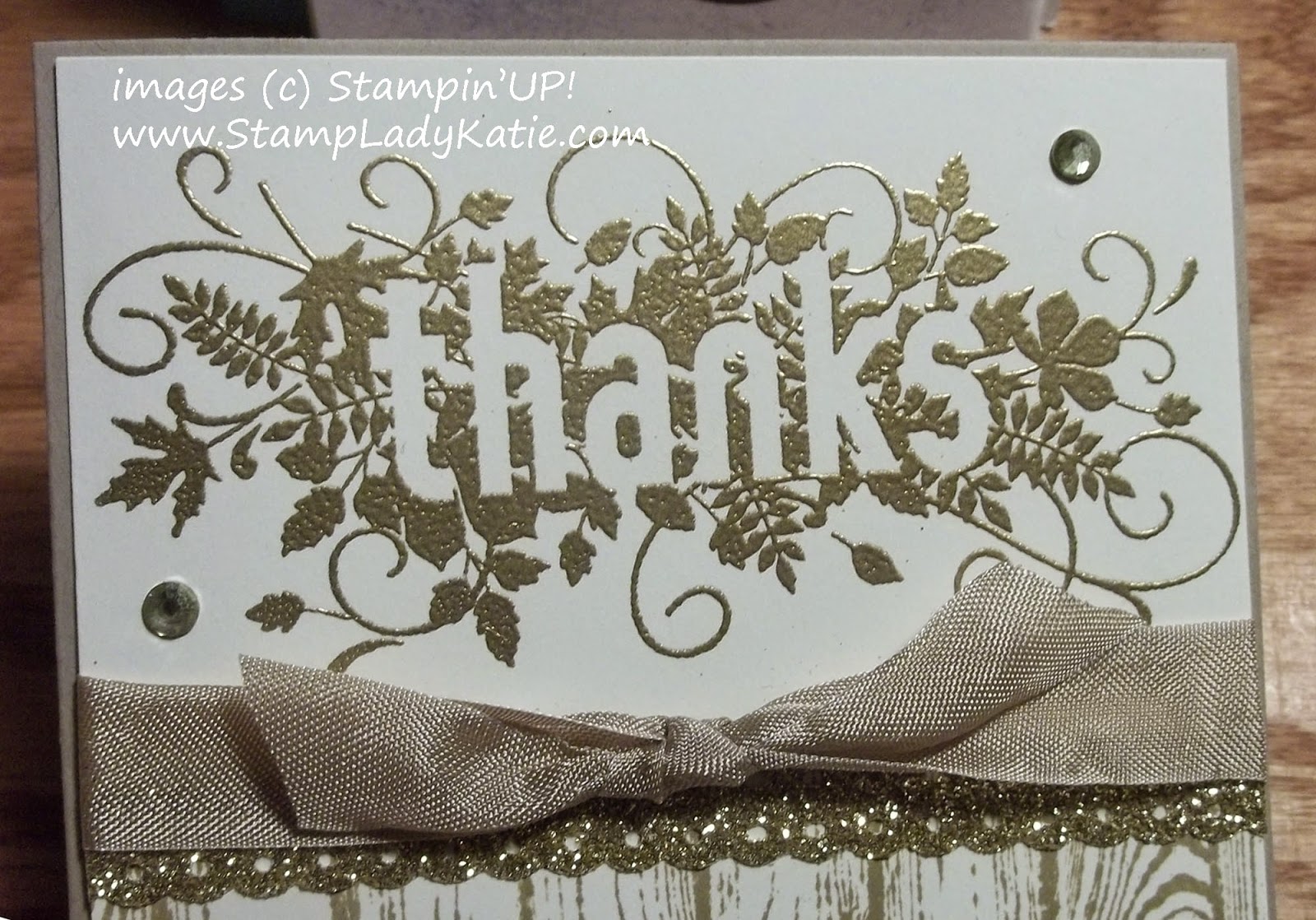 Gold embossed image from Stampin'UP!'s Seasonally Scattered stamp set.