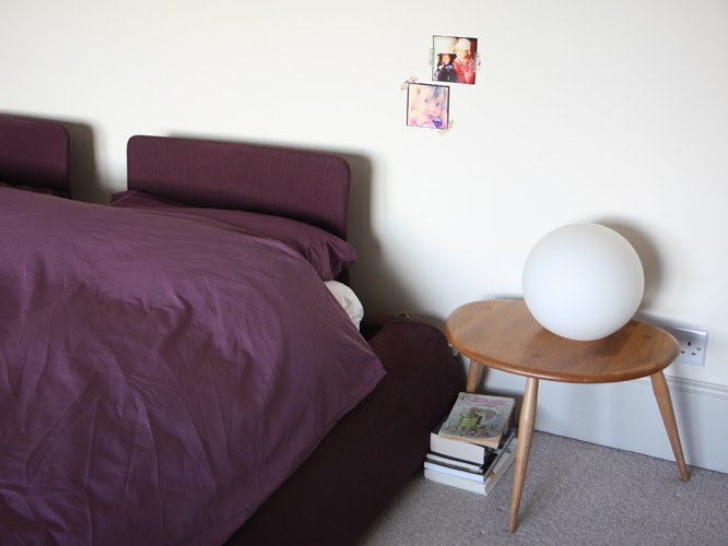 Ercol table as bedside table, b&bitalia bed by Alexis at www.somethingimade.co.uk