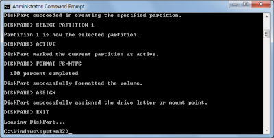 Command prompt-Processing DISKPART Setting