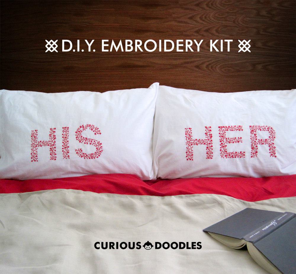 Sew Sweet Vintage His Her Pillow Cases