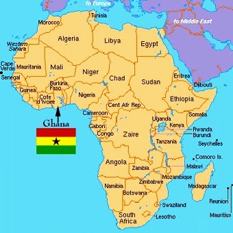 Ghana's location in West Africa