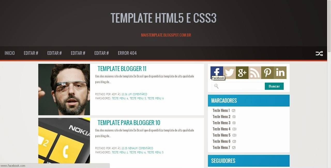 Template para blogspot HTML e CSS3
