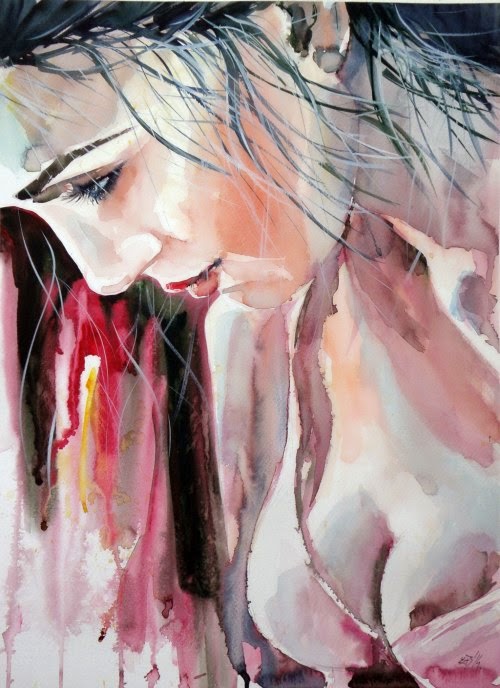 As mulheres nas pinturas em aquarela de Anna Brigitta Kovács Anna Brigitta Kovács deviantart pinturas aquarelas mulheres cores