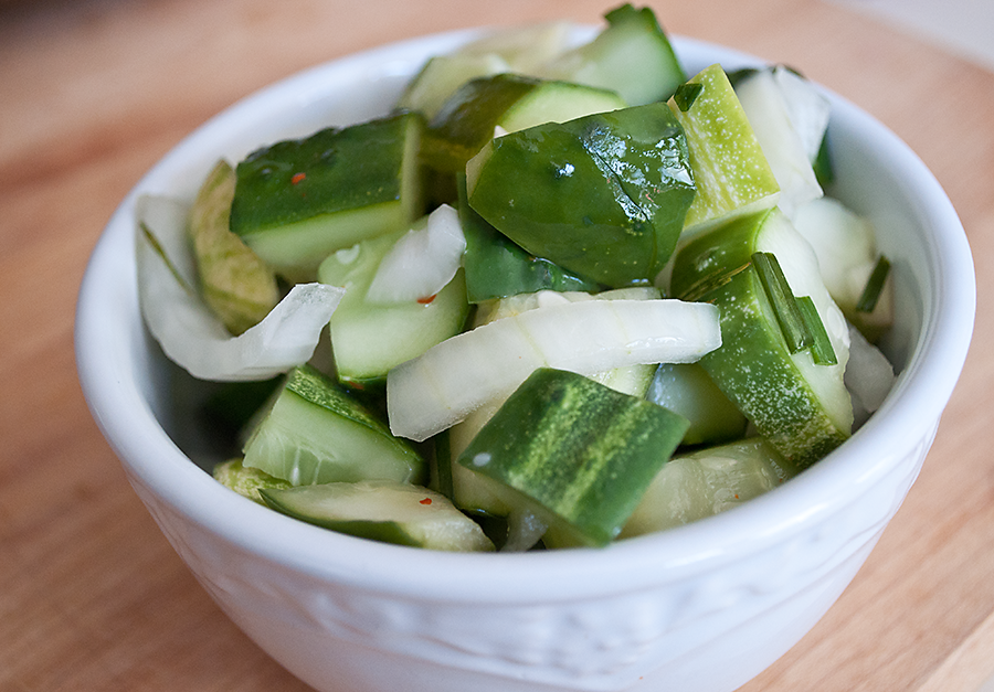 Lighter and Local Spicy and Sweet Pickling Cucumber Salad