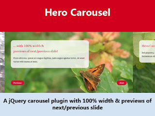 Hero Carousel : A jQuery carousel plugin with 100% width & previews of next/previous slide Hero Carousel : A jQuery carousel plugin with 100% width & previews of next/previous slide