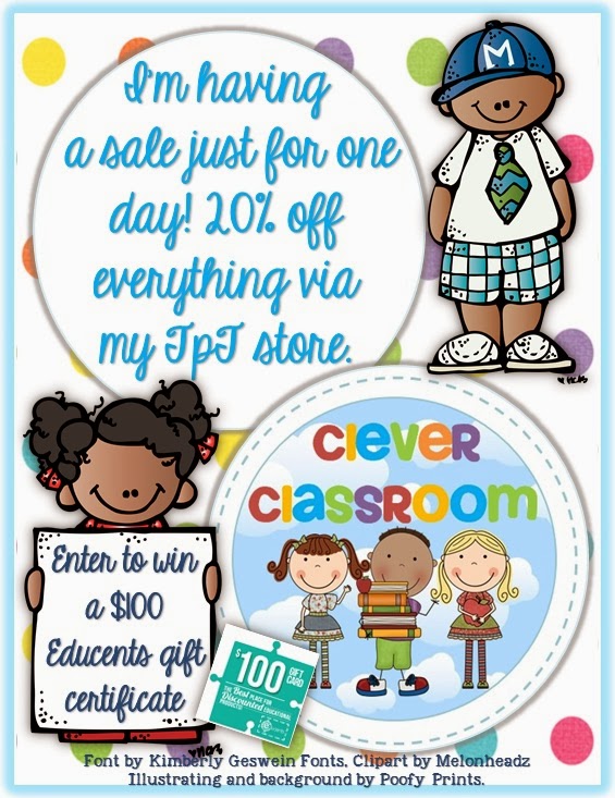 Clever Classroom's Educents Giveaway and a Sale