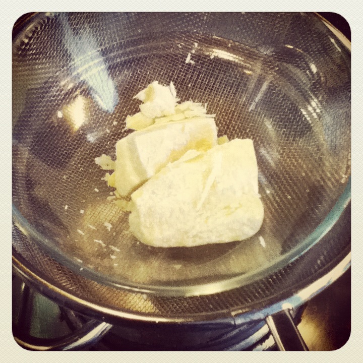 Melt the cocoa butter "au bain marie"