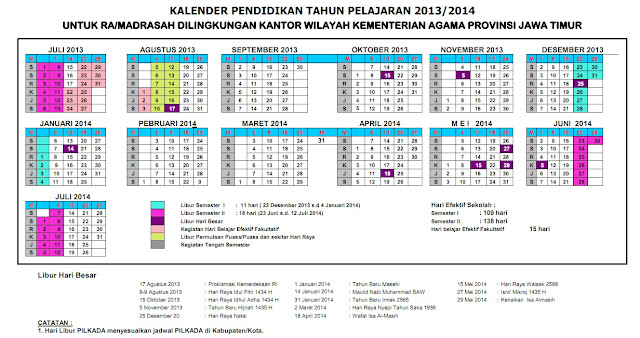 KALENDER PENDIDIKAN TAHUN AJARAN 2013 - 2014
