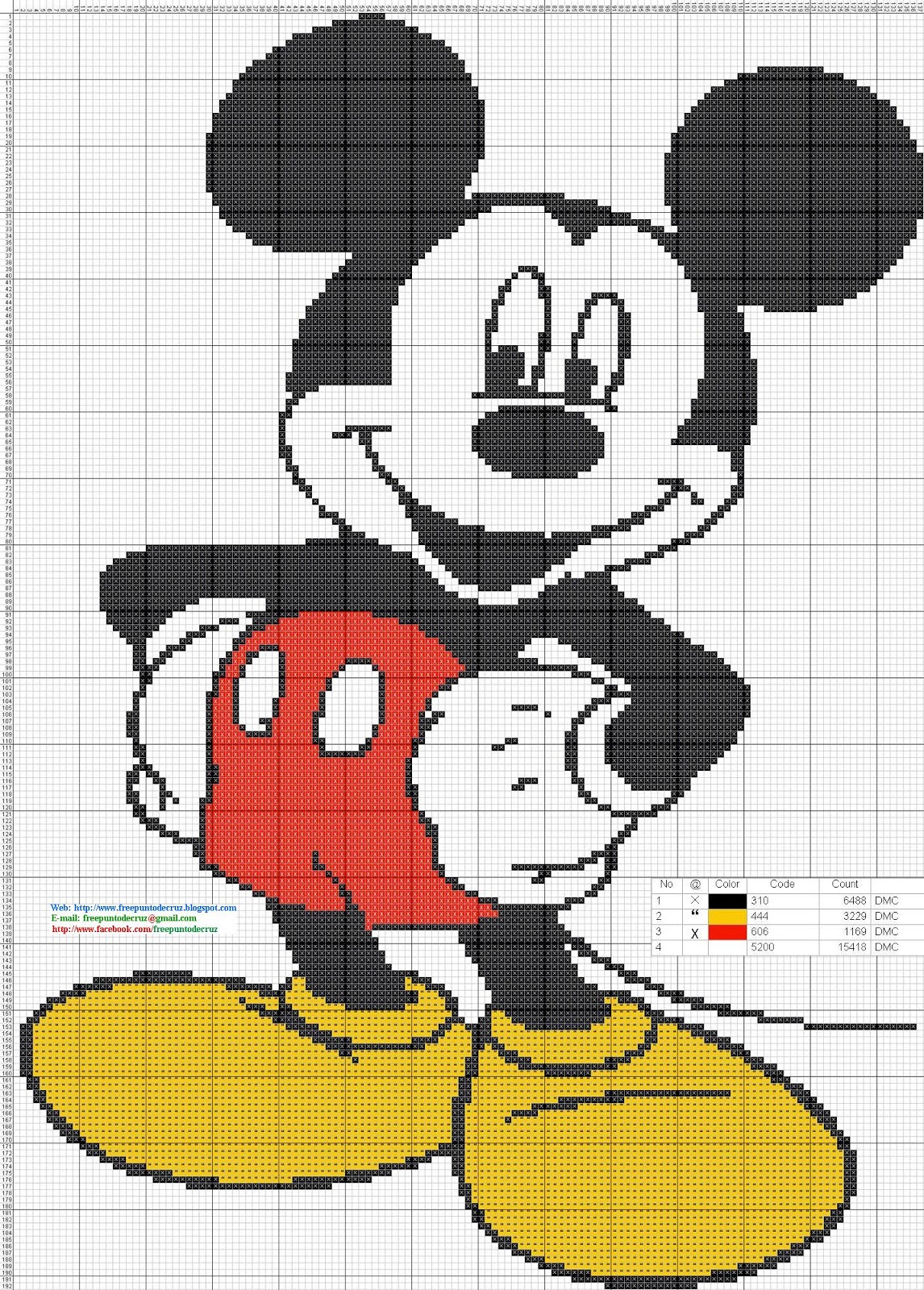 Mickey Mouse en punto de cruz patrones gratis - Imagui