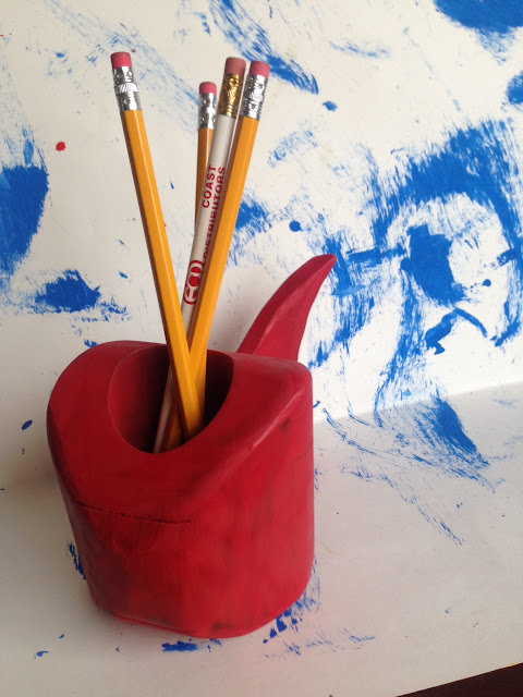 red fish fish pencil box, carved fish pencil box