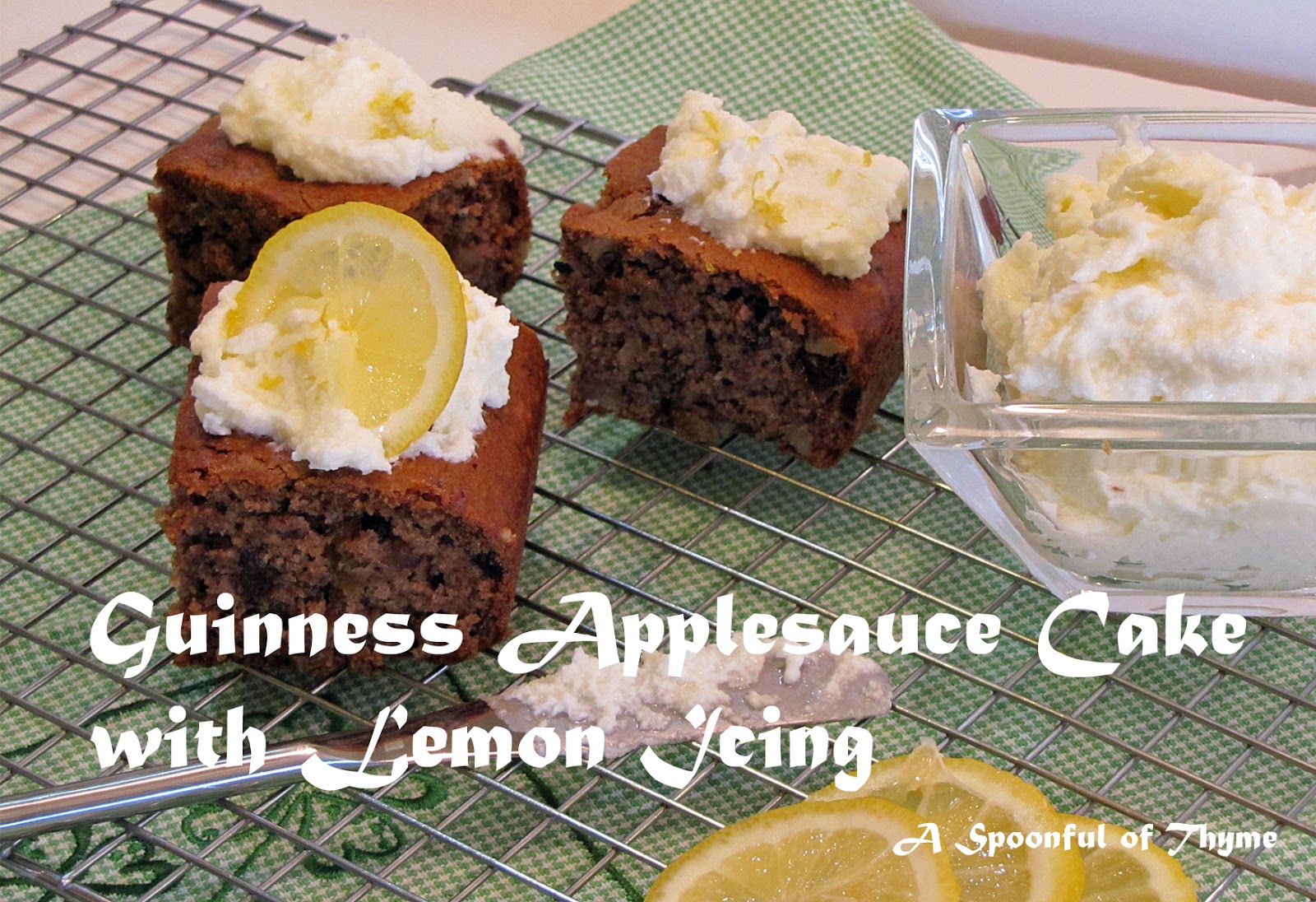 Guinness Applesauce Cake with Lemon Icing