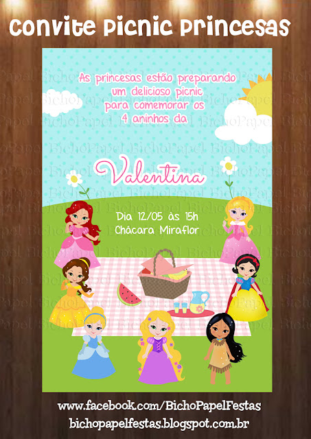 convite piquenique princesas