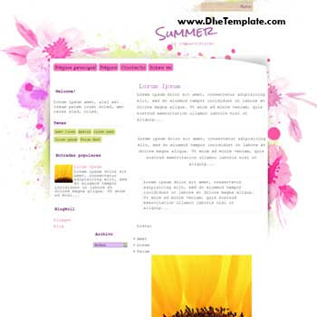 Summer blogger template. blogger template with art flower background