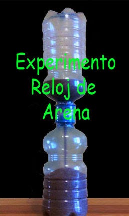 reloj de arena con botellas recicladas