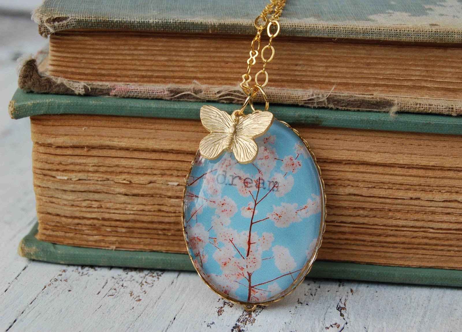 Blackbirds & Bumblebees Glass Cameo Necklaces