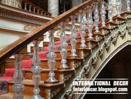 Crystal stair railings, handrails and crystal stair columns interior hotels