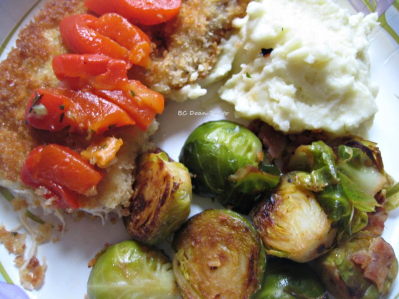 Chicken Breast With Mashed Potato and Brussels Sprout Beyond Wandering