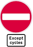 No entry except cyclists sign