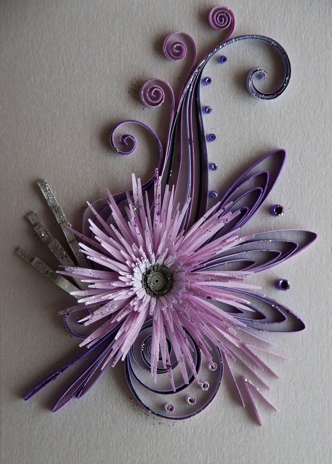 Neli Quilling Art Quilling card flowers purple