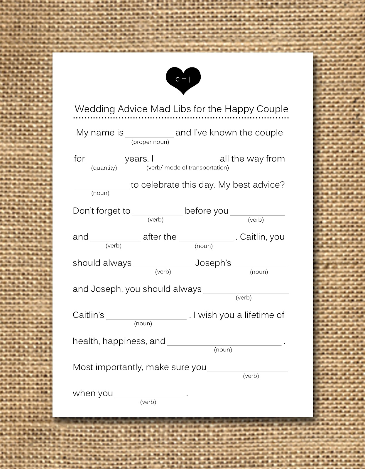 Download free Wedding Vow Mad Libs Game backupeasy