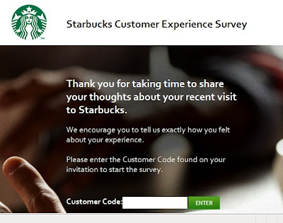starbucks survey visit receipt customer