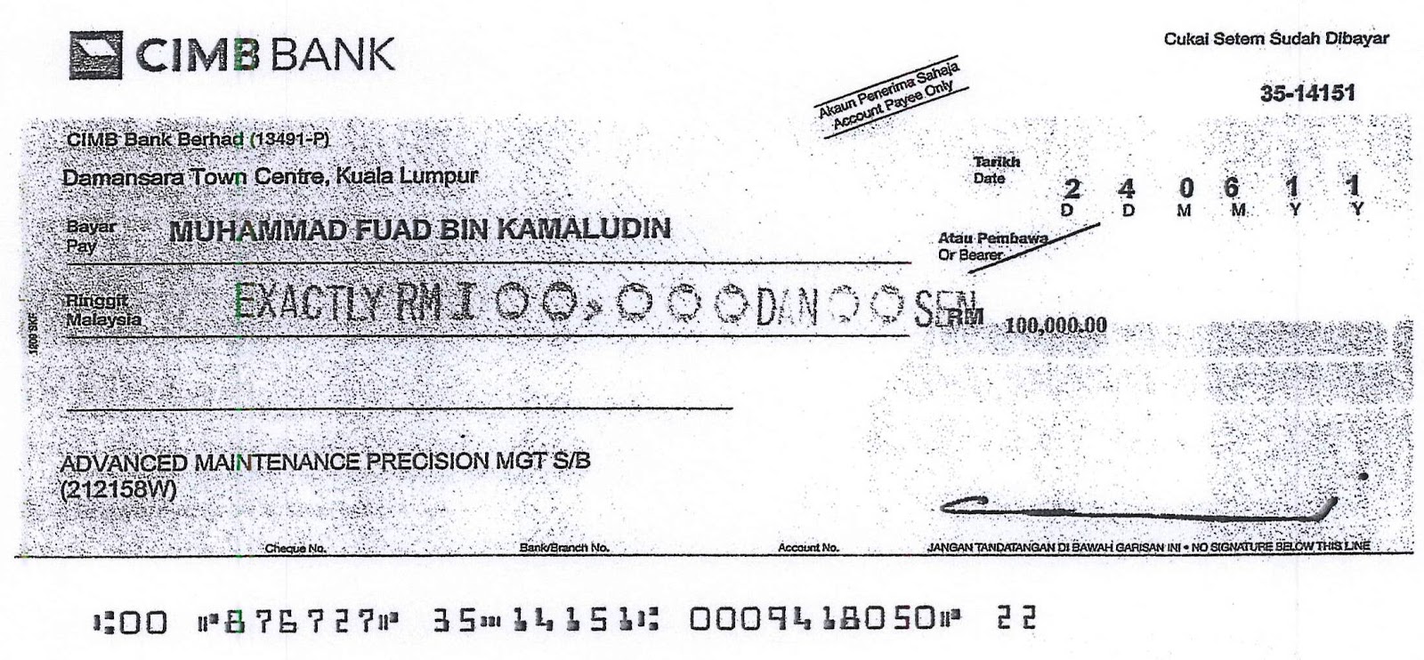 Picture Of Cheque