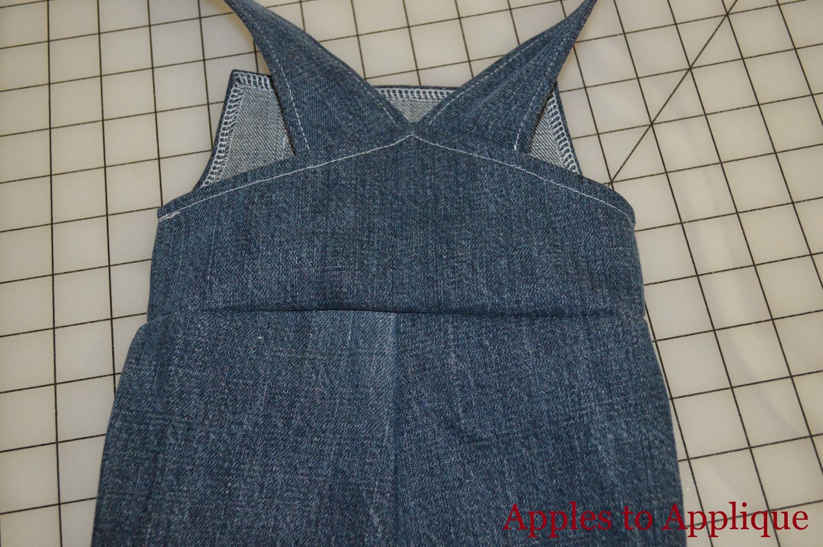 Apples to Applique Baby Overalls from Old Jeans