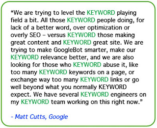 keyword keyword keyword Matt Cutts Google penalties over optimization