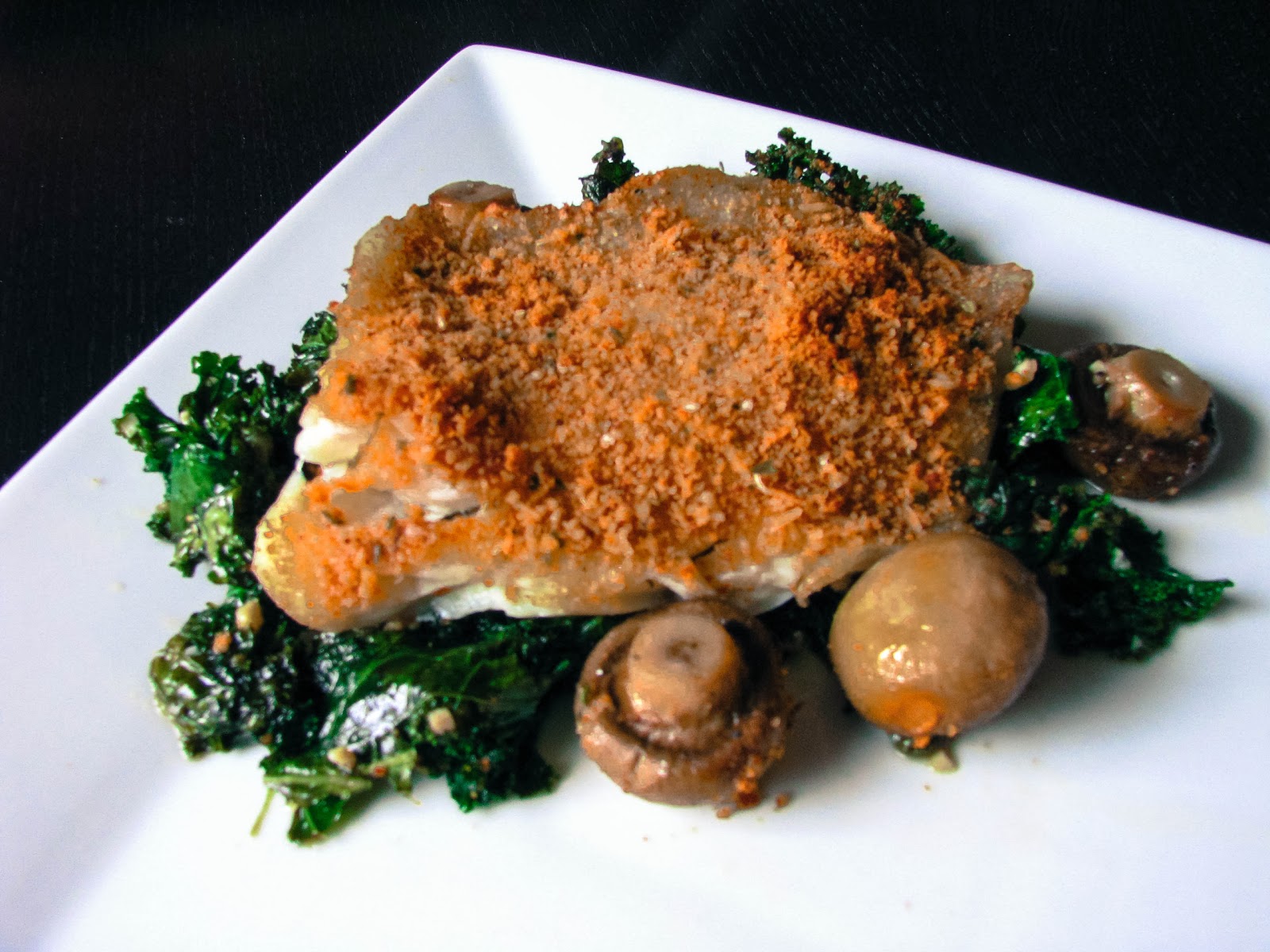 two foodies & a pup Baked Tilapia with Kale & Mushrooms