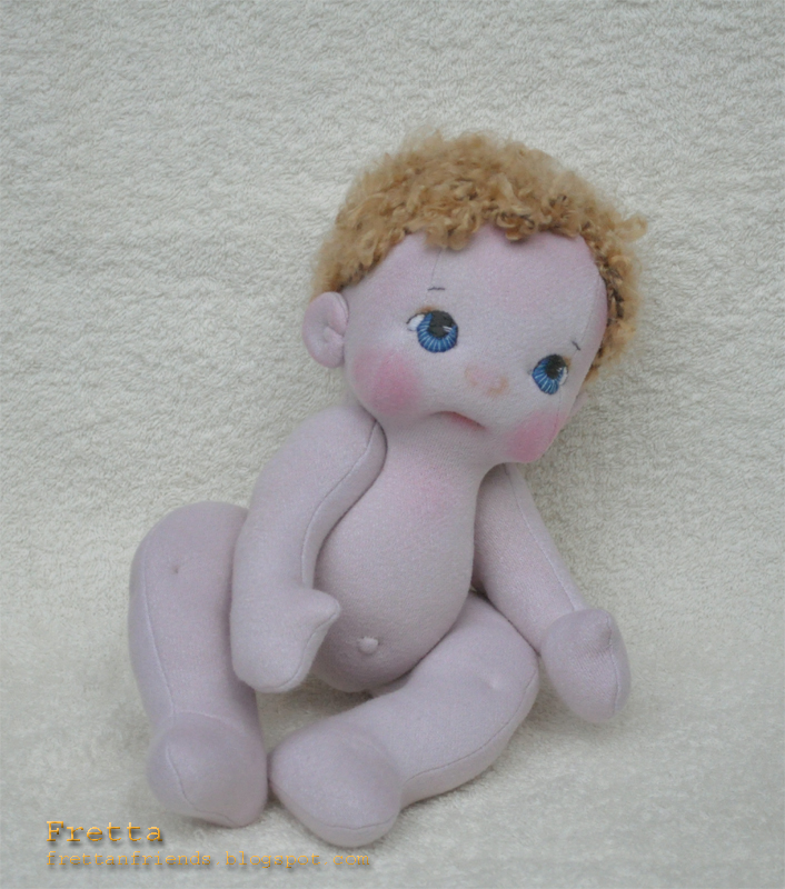 Fretta 12" jointed textile Baby Doll in a Bunny Suit. All Natural Soft