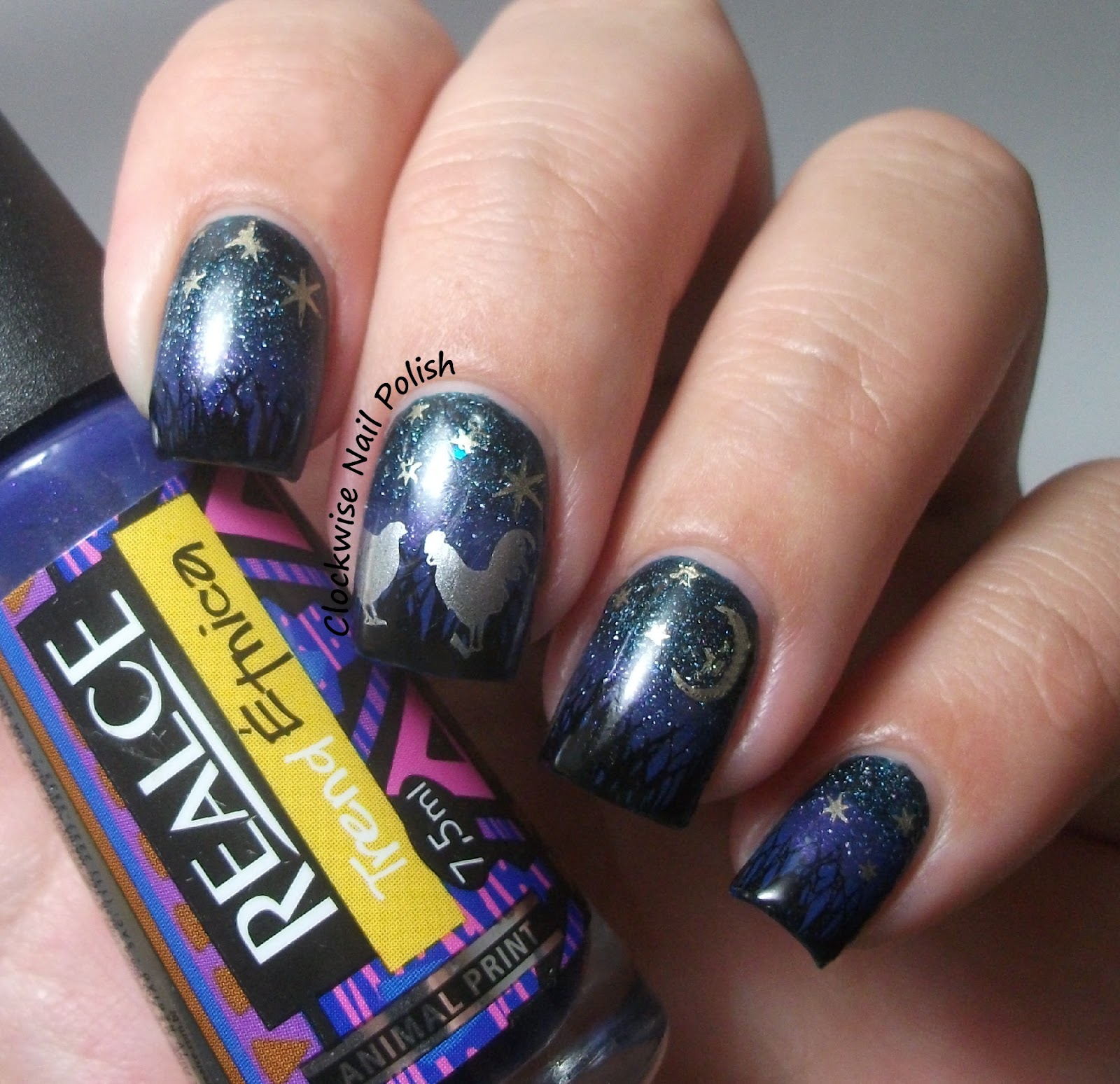 The Clockwise Nail Polish piCture pOlish Hope & Chickens in the Moonlight