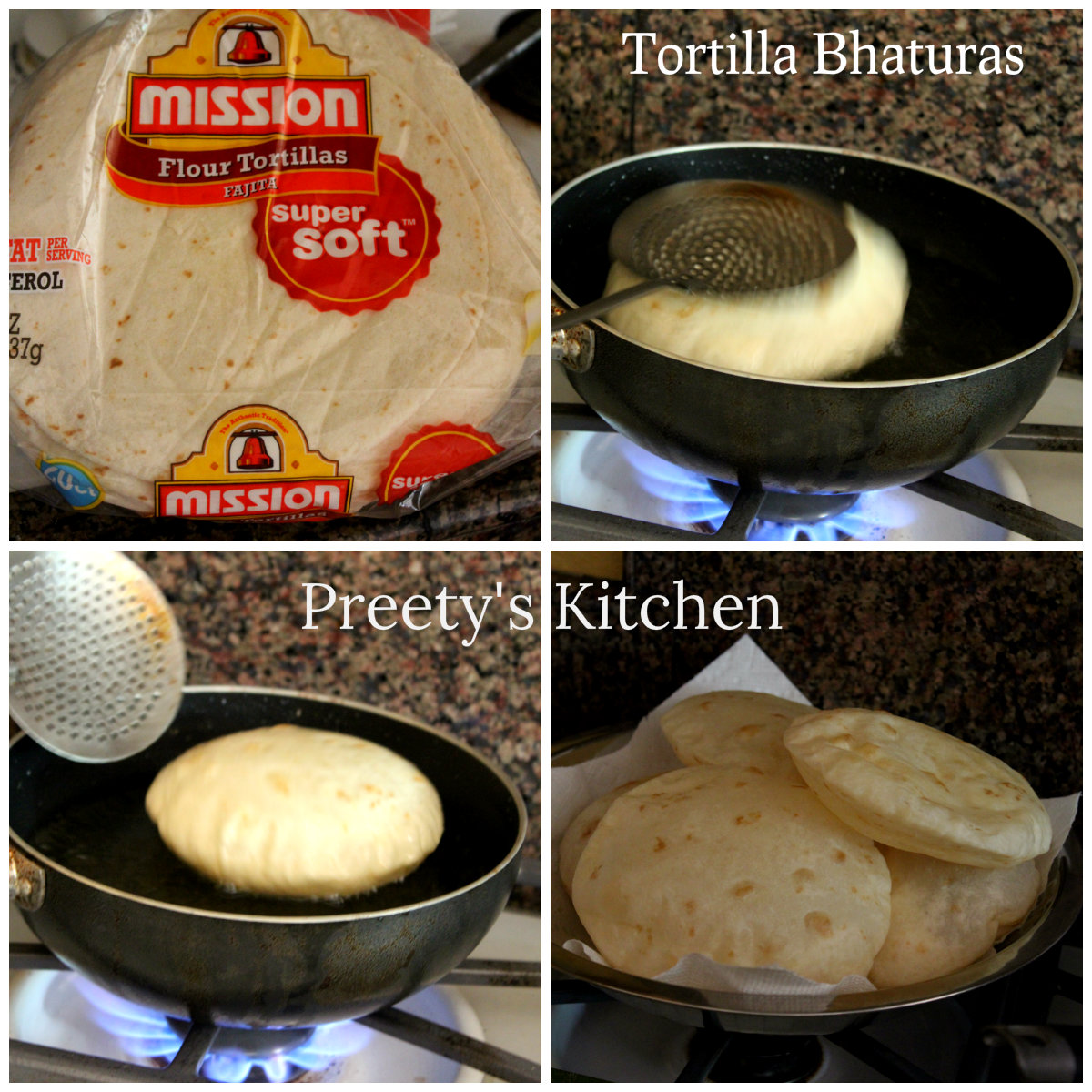 Preety's Kitchen How To Make Instant Bhatura Using Tortilla