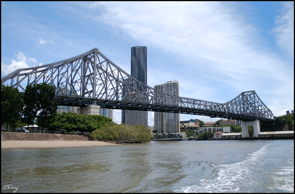Brisbane's Story Bridge shot from water in day time