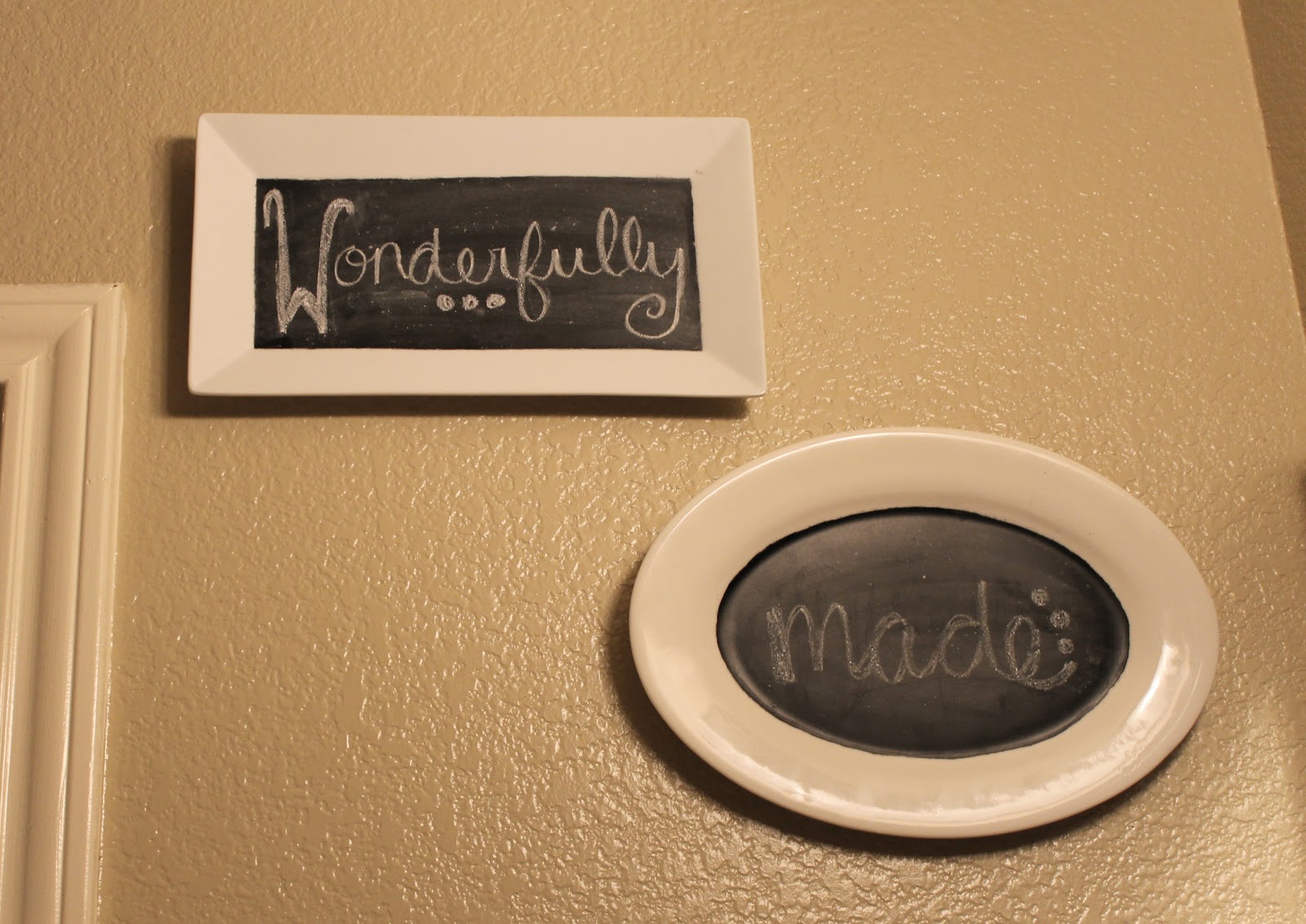 Wonderfully Made Chalkboard Plates {wall decor}