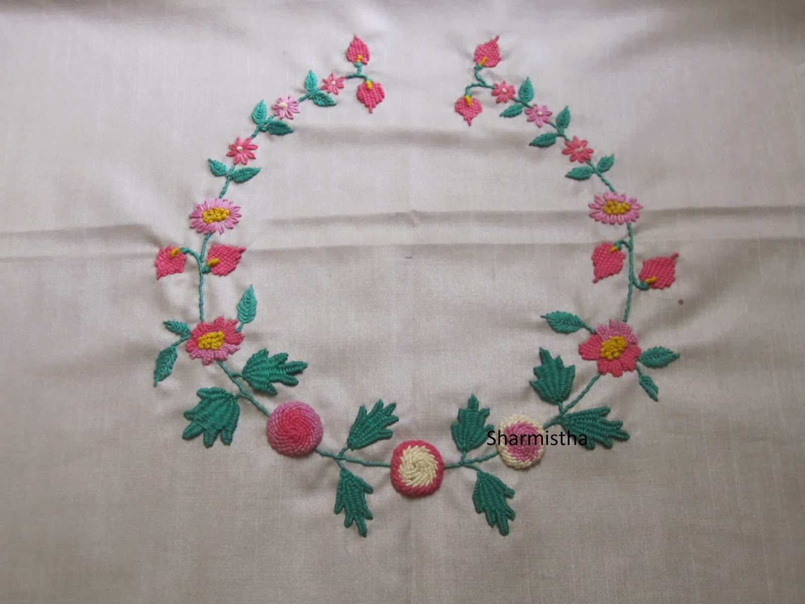 Mantra Hare Krishna. Lotus Flower Embroidery. Cross Stitch 