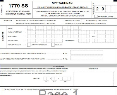 formulir SPT Tahunan PPh OP 1770SS