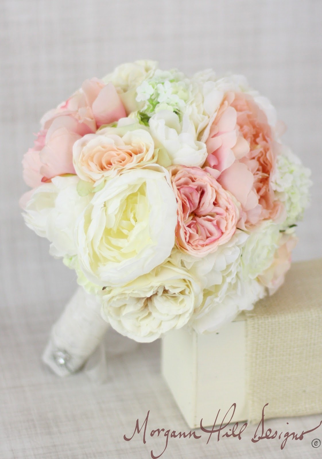 Hill Designs Silk Bride Bouquet Peony Peonies Roses Ranunculus