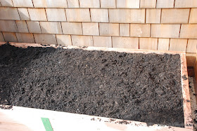 dirt in a raised bed patio garden