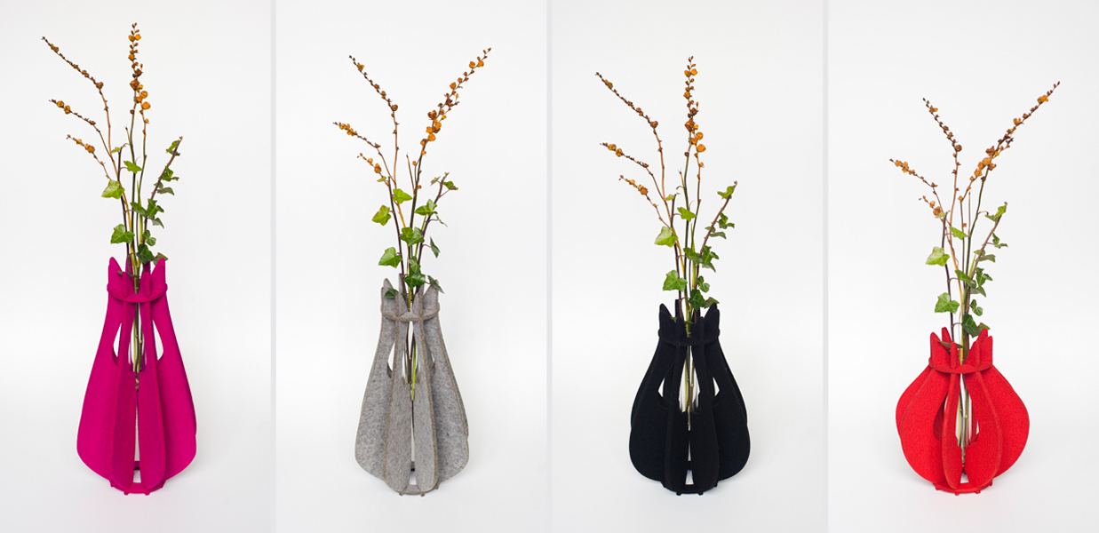 Chromatophobic Wool Felt Vases That Pack Flat