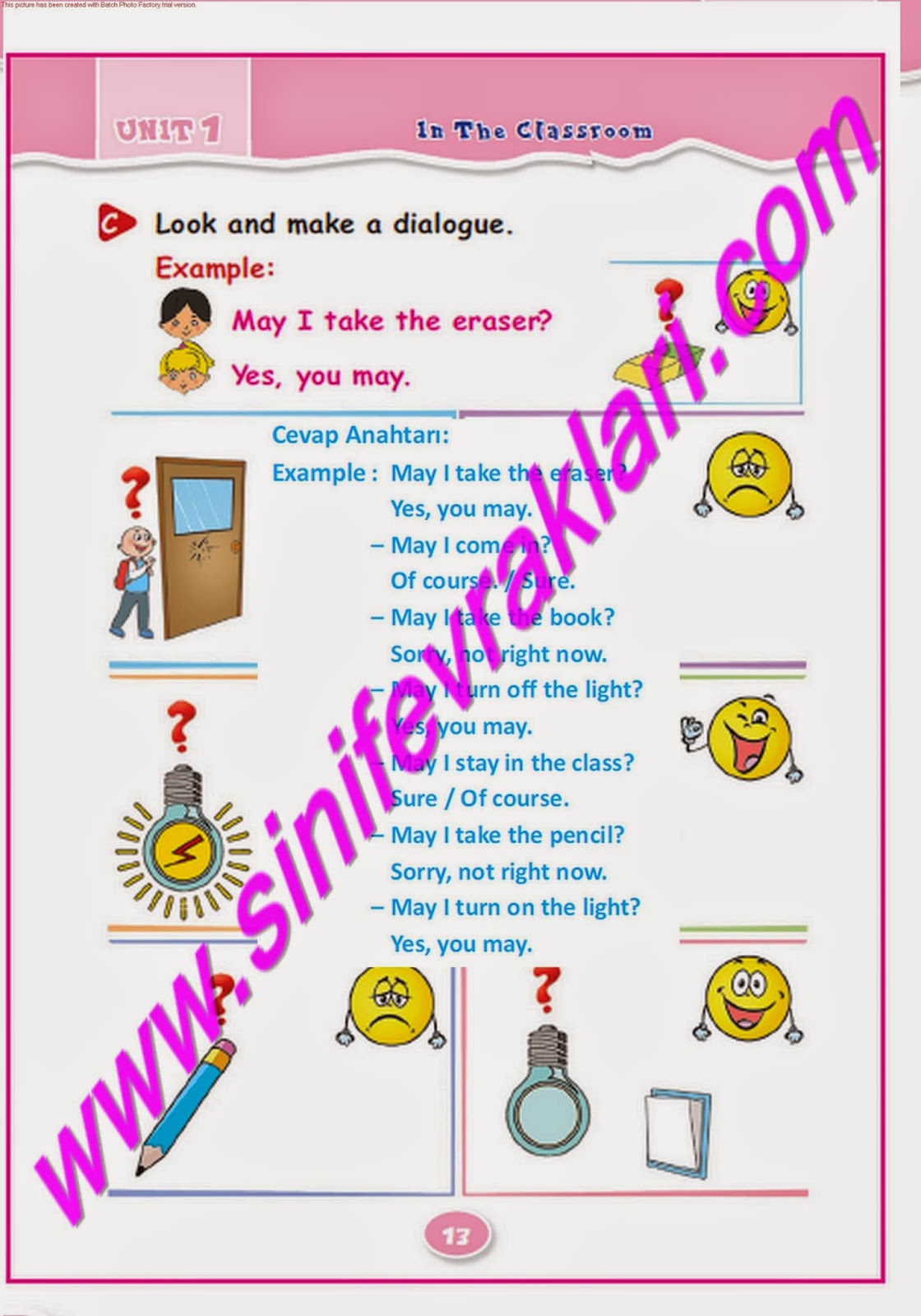 4. Sinif İngilizce Açilim Yayinlari Çalişma Kitabi Cevaplari Sayfa 13