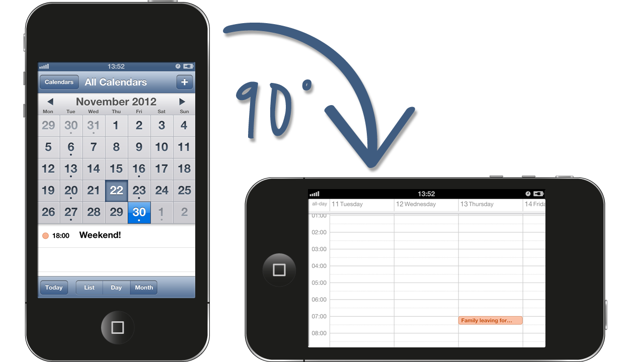 iPhone Calendar How to enable calendar week view on iPhone and iPod Touch?
