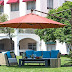Outdoor Hanging Canopy with Vertical Tilt and Cross Base, Abba Patio 11 ft Deluxe Octagon Offset Cantilever Patio Umbrella