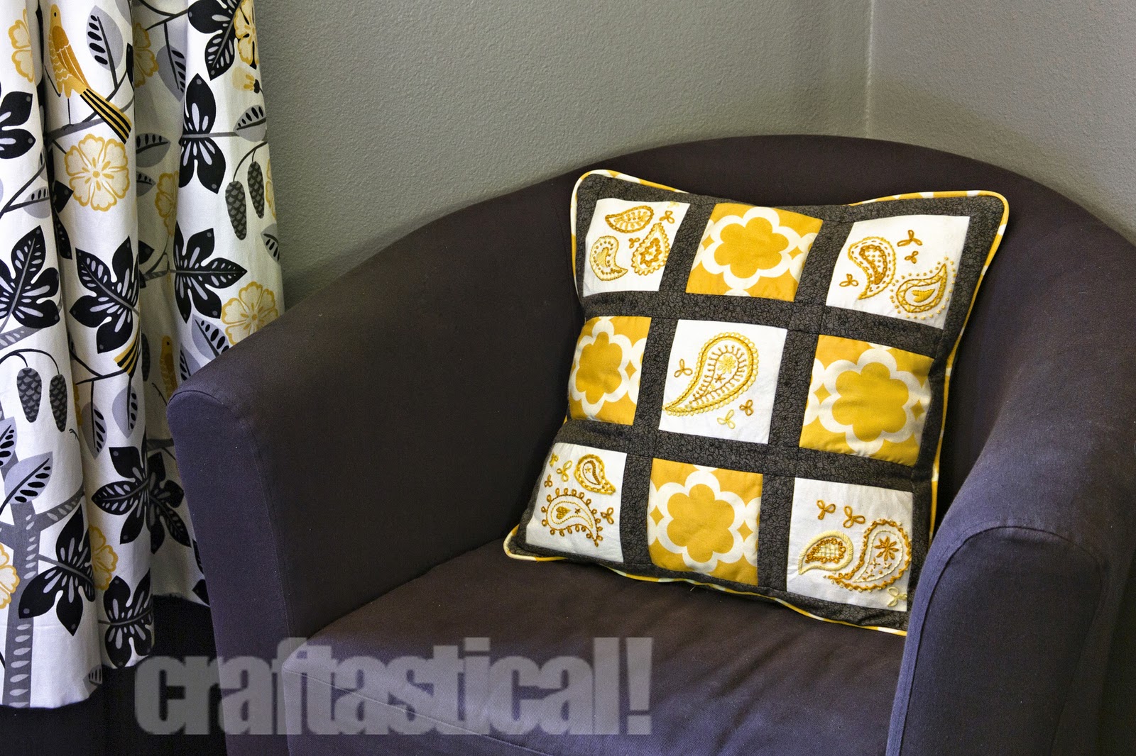 Craftastical! Sunshine Paisley Throw Pillow Tutorial