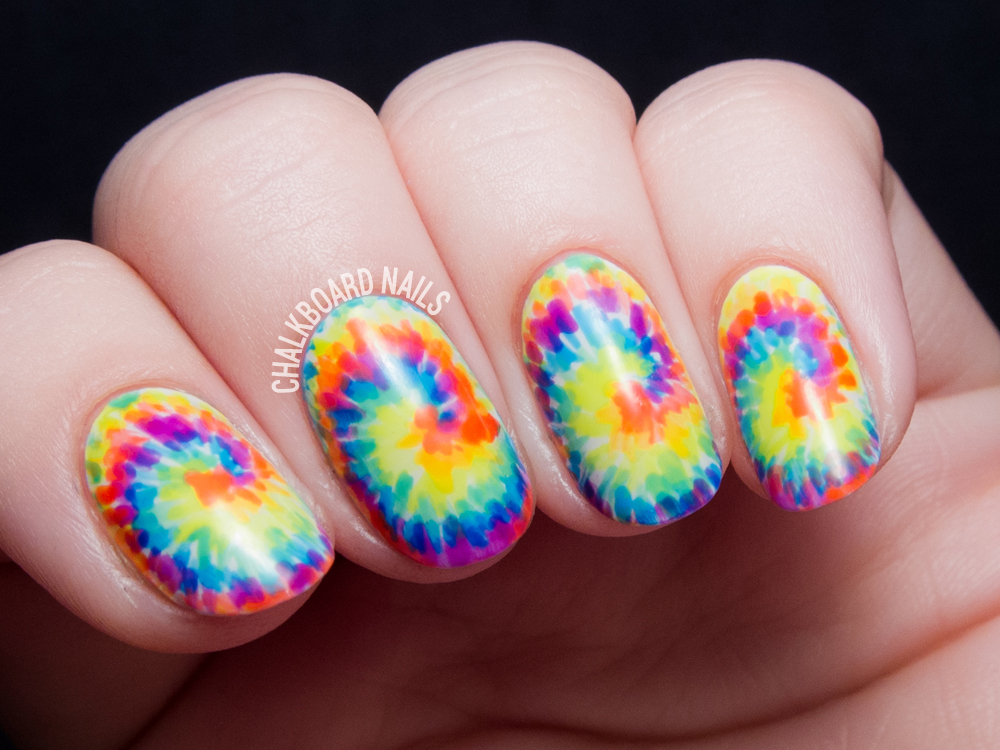 tie dye nail art with gel polish