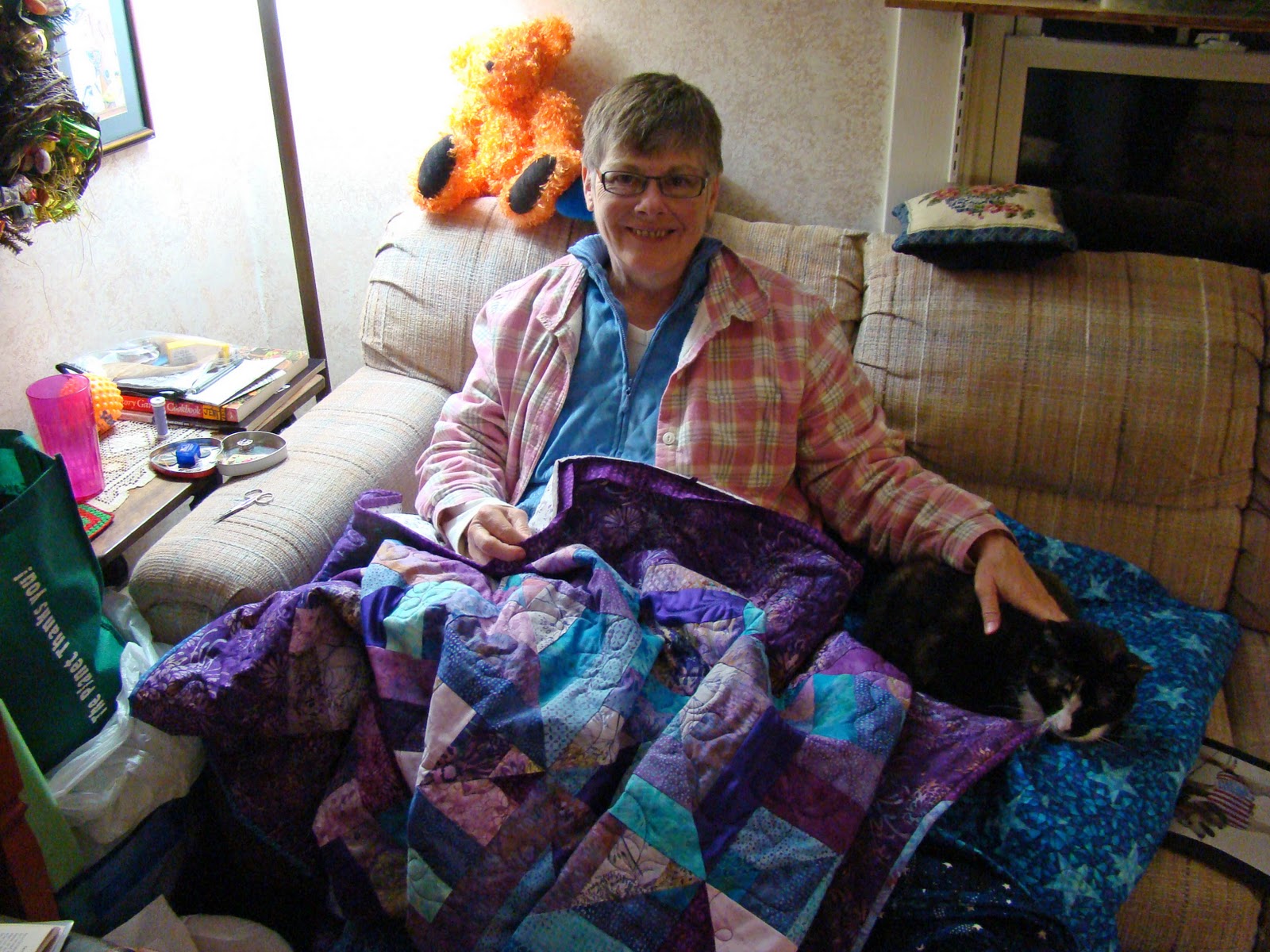 2knitwits Jeni's purple quilt