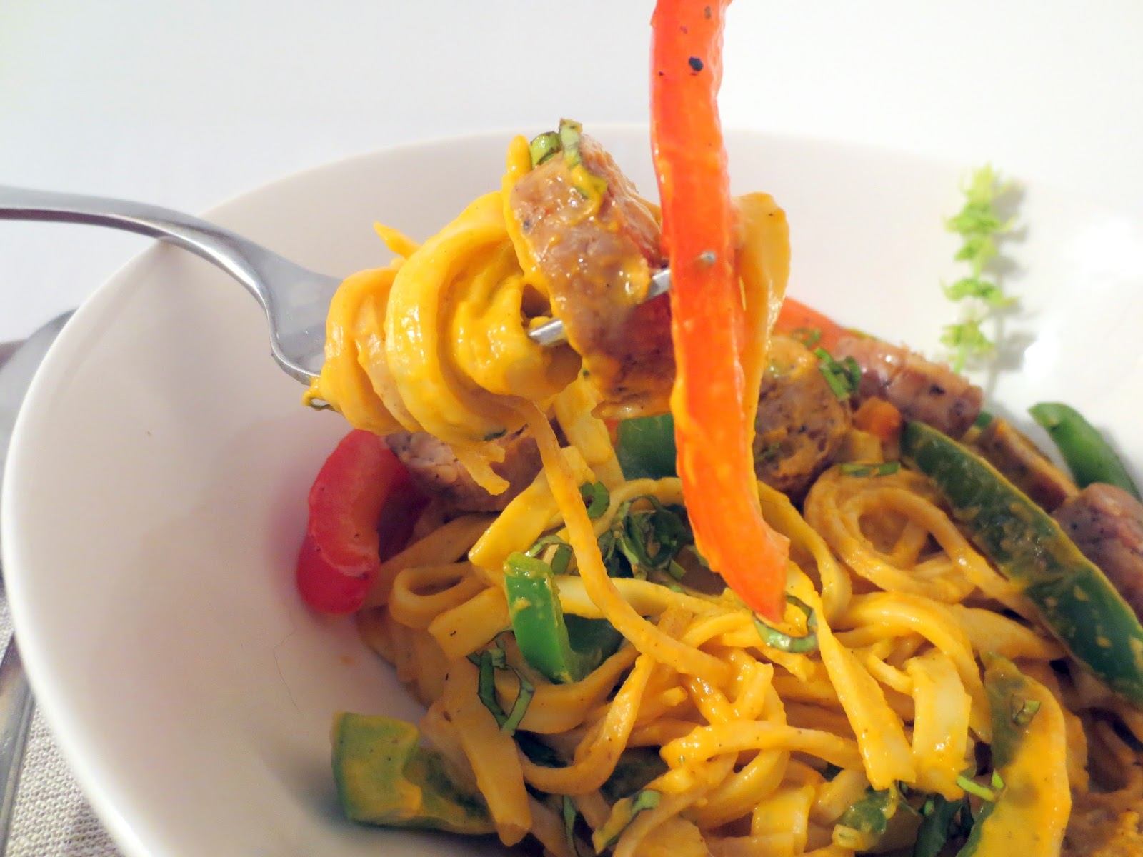 The Owl with the Goblet Italian Sausage and Pepper pasta with Creamy