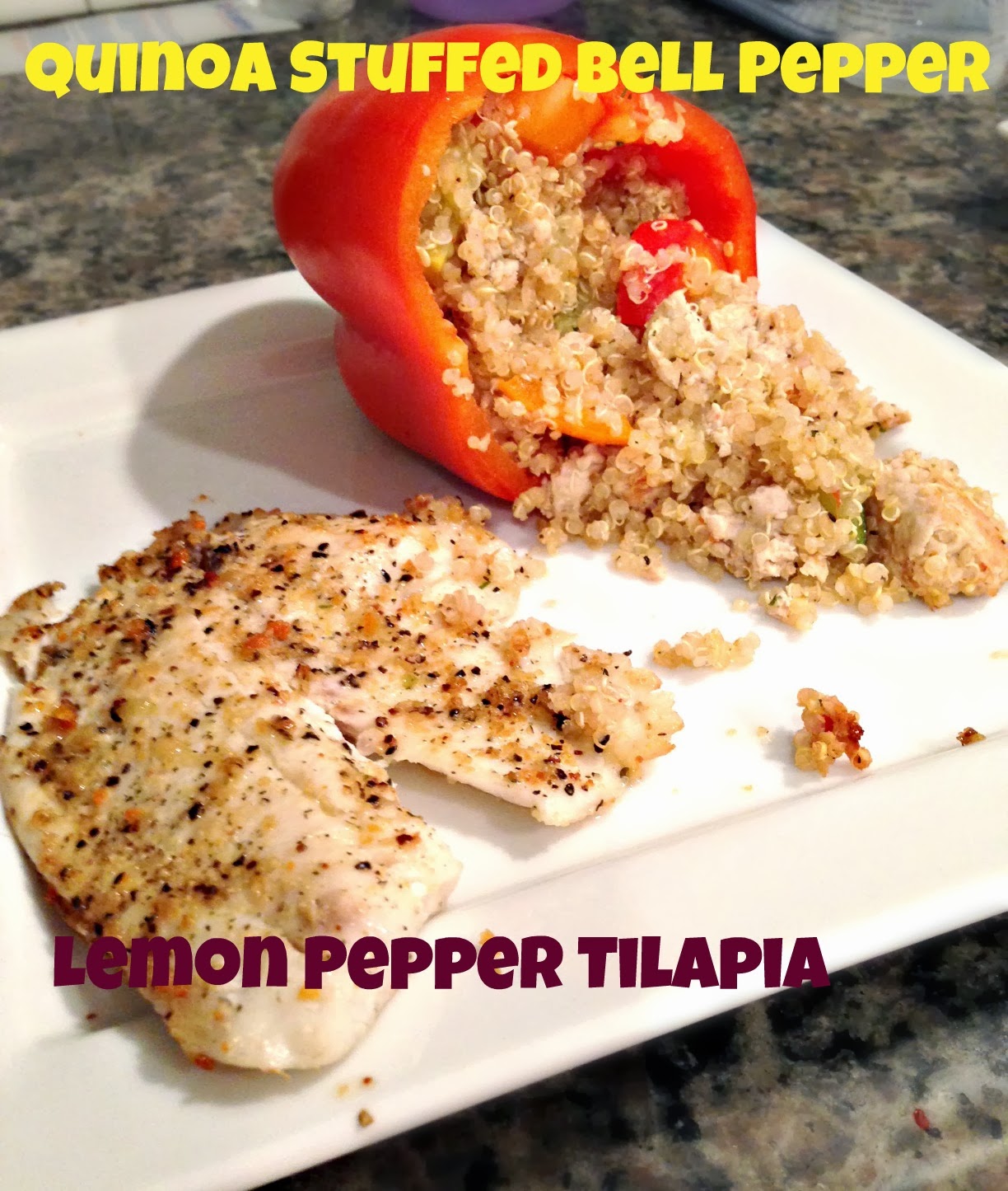 The Williams Family Lemon Pepper Tilapia & Quinoa Stuffed Bell Pepper