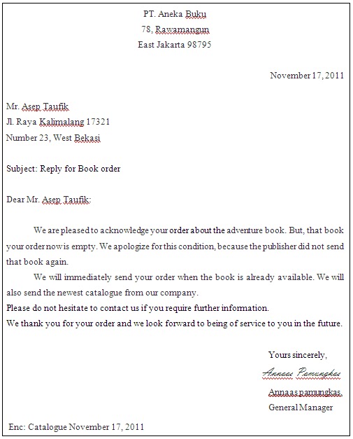 annaas_pamungkas: Order Letter of English Business Letter